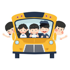 School bus with kids student to school