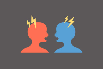 Communication problem concepts. Angry People having argument, conflict. Flat cartoon people vector design illustration isolated on background.