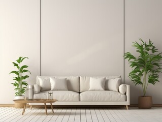 Living room wall mockup modern interior design generative ai