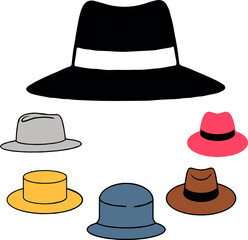 various styles of cartoon hats 