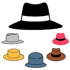 various styles of cartoon hats