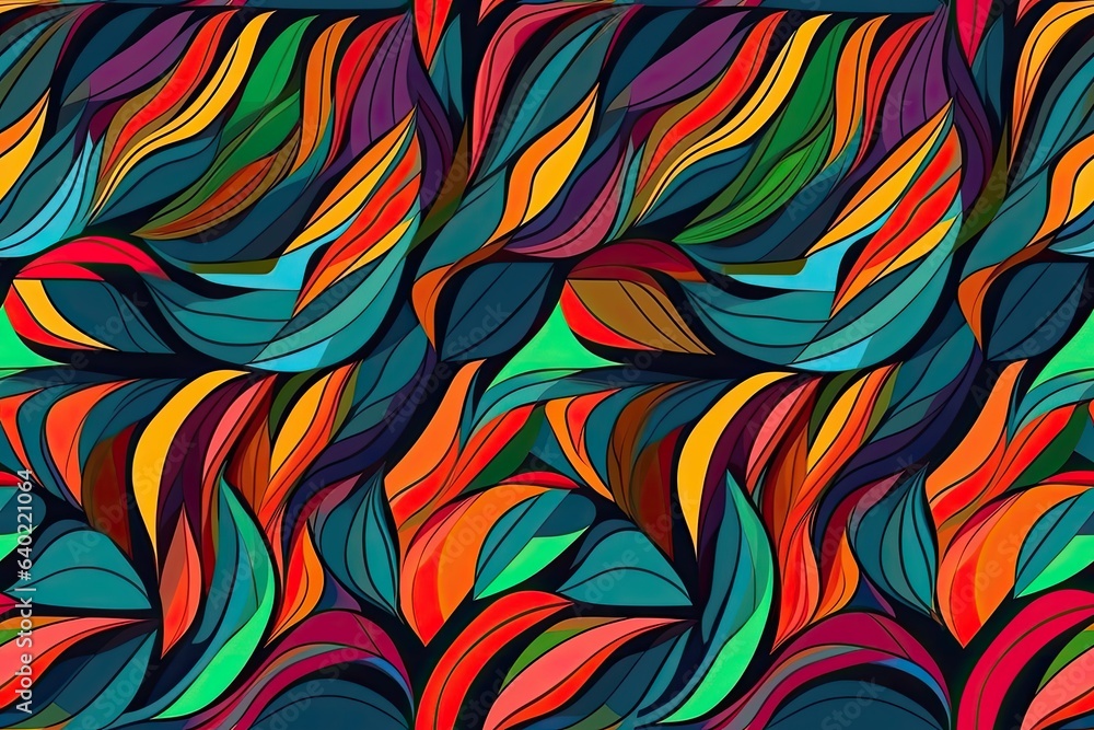 Poster an abstract, colorful pattern evokes flowing waves and fur, combining creativity with dynamic design