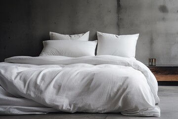 Soft pillows and white linens on a comfortable bed, reminiscent of quiet home comforts and calm mornings.