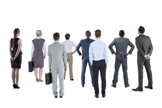 Digital png photo of diverse group of business colleagues on transparent background