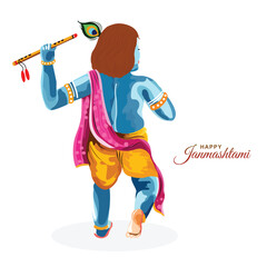 Colorful religious krishna janmashtami card background