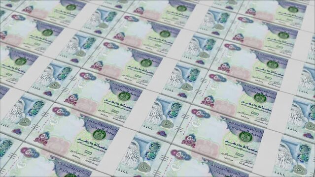 500 UNITED ARAB EMIRATES DIRHAM banknotes printed by a money press