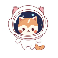 cute cosmonaut cat in a spacesuit in space stars