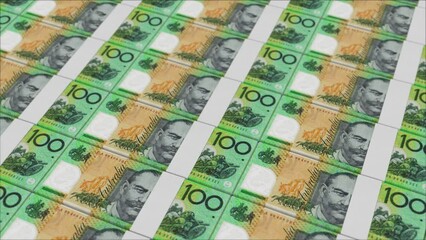 100 AUSTRALLIAN DOLLAR banknotes printed by a money press