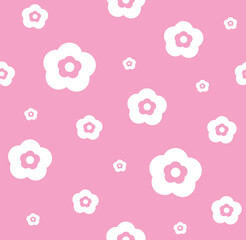 abstract square seamless pattern with cute chamomile flowers. Retro floral pink background surface design, textile, print, wrapp paper, cover. vector art illustration.