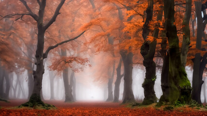 Tappeto di foglie, atmosfera autunnale in un paesaggio incantevole