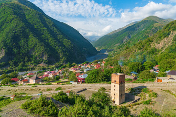 Sumug gala tower in the village of Ilisu, dates back to the 17th-18th century. Northern Azerbaijan