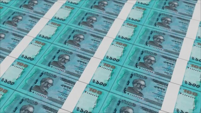 100 BANGLADESHI TAKA banknotes printed by a money press