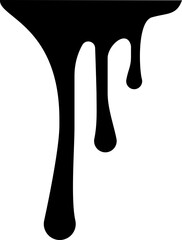 Paint drop vector. Dripping liquid. Stream of paint silhouette isolated on white.