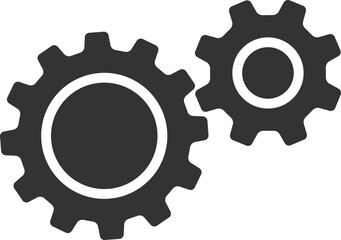 Metal gears and cogs vector. Gear icon flat design. Mechanism wheels logo. Cogwheel concept template.