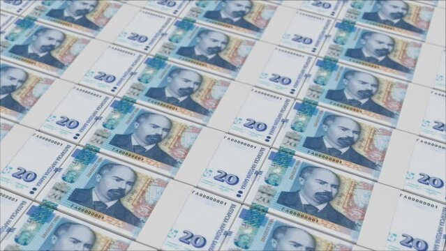 20 BULGARIAN LEVA banknotes printed by a money press