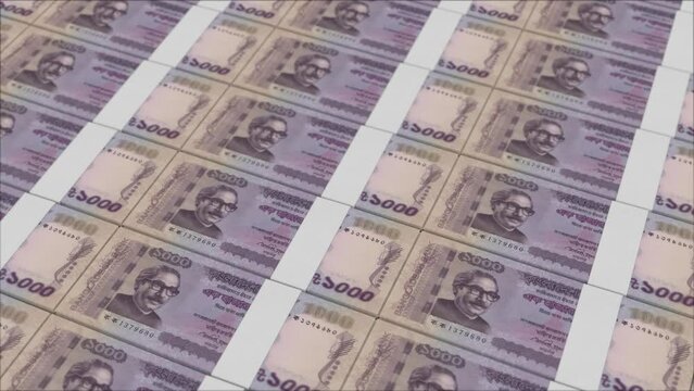 1000 BANGLADESHI TAKA banknotes printed by a money press