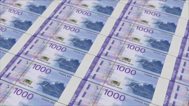 1000 DANISH KRONE banknotes printed by a money press