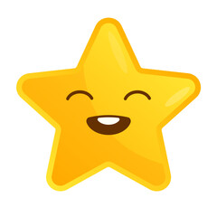 smiling star cartoon character flat vector illustration logo icon clipart isolated on white background