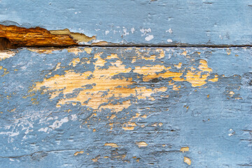close-up of a wooden panel texture -  Old wooden board background painted in blue