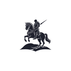 Horseback Knight Silhouette, Horse Warrior vector