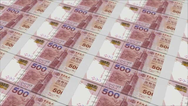 500 HONG KONG DOLLAR banknotes printed by a money press