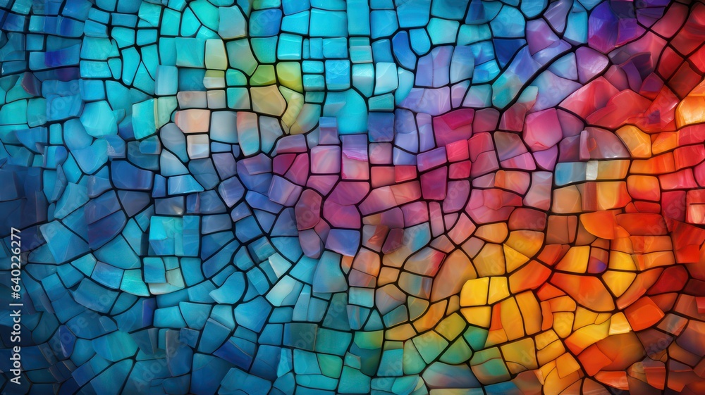Poster colorful mosaic glass pattern background created with generative ai