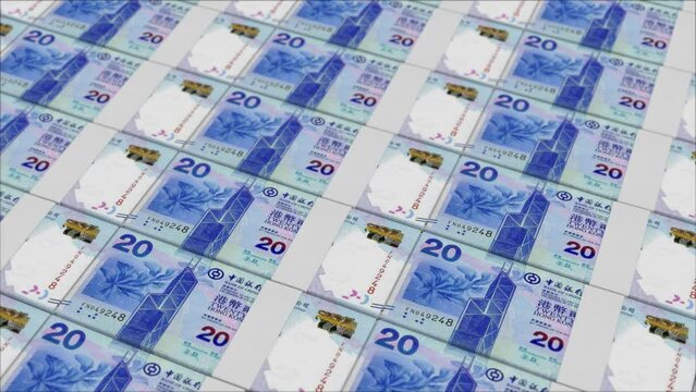 20 HONG KONG DOLLAR banknotes printed by a money press