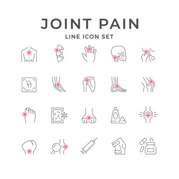 Set line icons of joint pain