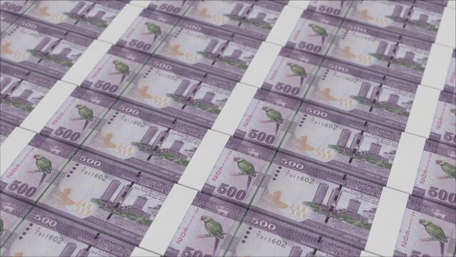 500 SRI LANKAN RUPEE banknotes printed by a money press