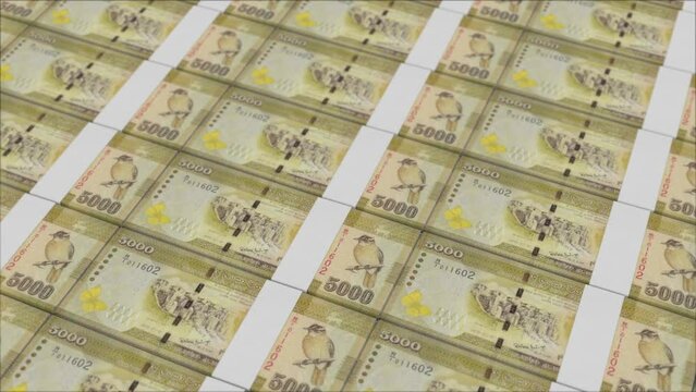 5000 SRI LANKAN RUPEE banknotes printed by a money press