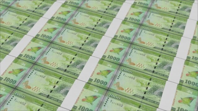 1000 SRI LANKAN RUPEE banknotes printed by a money press
