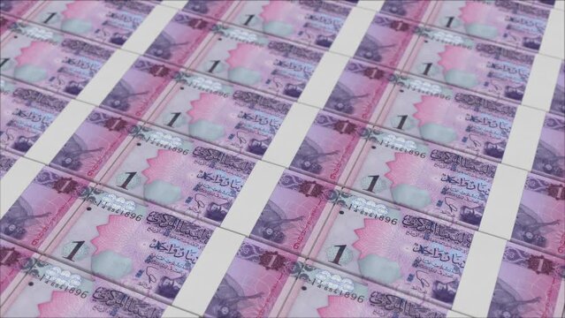 1 LIBYAN DINAR banknotes printed by a money press