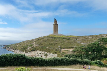 View of the hill on which the Tower of Hercules sits Coruna, Galicia, Spain 08052023