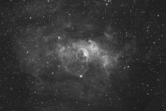 Bubble nebula in the cassiopeia constellation, taken with my telescope, in H-alpha narrowband filter.