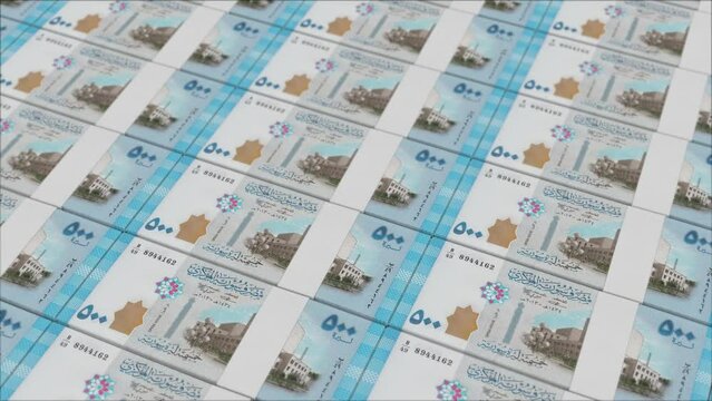 500 SYRIAN POUND banknotes printed by a money press