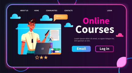 student watching lecture recordings podcast courses audio video recording online education e-learning concept horizontal