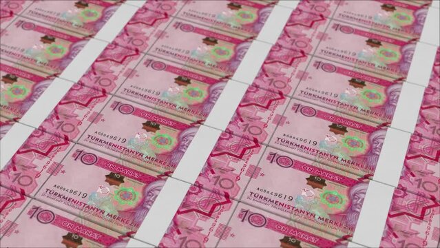 10 TURKMENISTAN MANAT banknotes printed by a money press