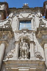 Detail of the facade of the church of 'San Jorge', baroque style Coruna, Galicia, Spain 07262023