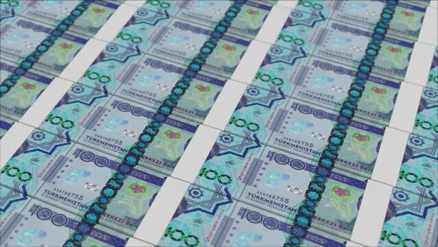 100 TURKMENISTAN MANAT banknotes printed by a money press
