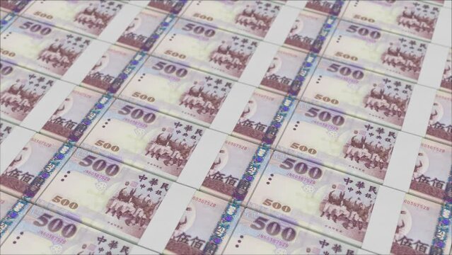 500 NEW TAIWAN DOLLAR banknotes printed by a money press