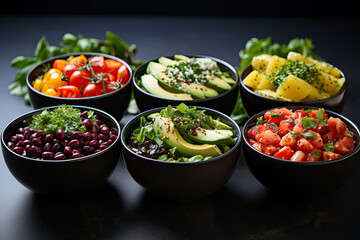 various salads in bowl, generative ai