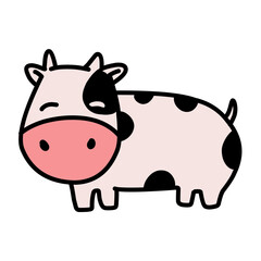 funny cow cartoon. Kids drawing of cow