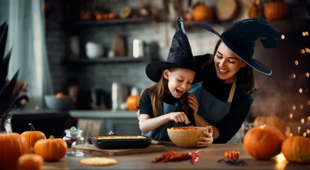 Fototapeten family preparing for Halloween. © Konstantin Yuganov