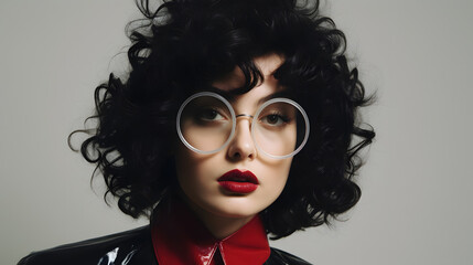 Portrait of a stylish woman wearing glasses 