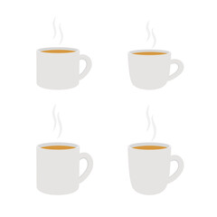 Tea tasse with steam, white, teatime 