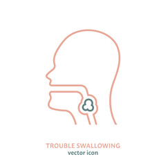 Dysphagia icon. Aphagia pictogram. Difficulty in swallowing symbol.