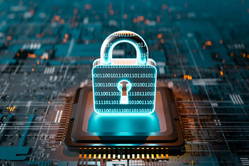 Background of the lock shape of cybersecurity and privacy concepts, 3d rendering