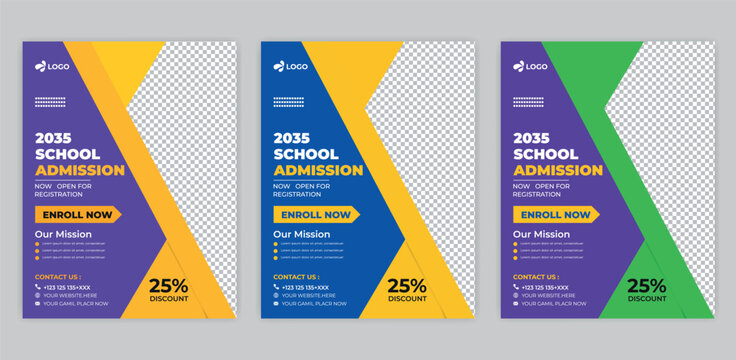 School admission flyer design, kids education leaflet brochure, cover layout School Admission Open Flyer Design Template Vector Education Center poster, a bundle of Kids Education Flyer Template.