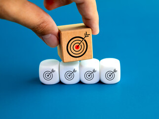 Big goal, business process management, objective, goals operational. concept. Large red target icon...