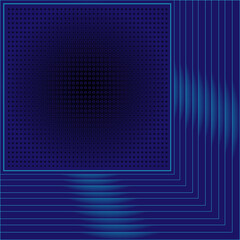 Vector abstract geometric illustration in the form of a square and lines on a blue background